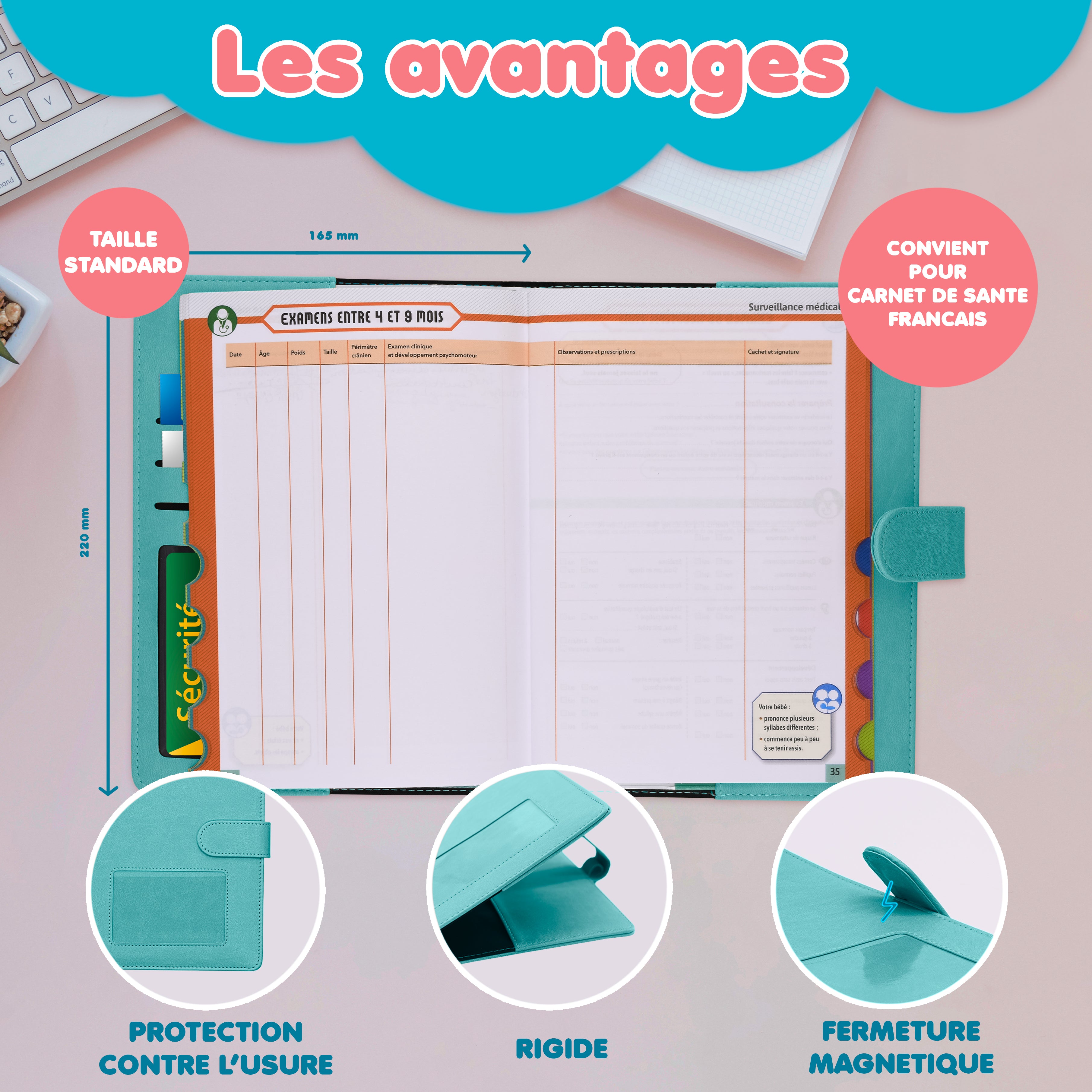 Protège Carnet de Santé Bébé - Beige