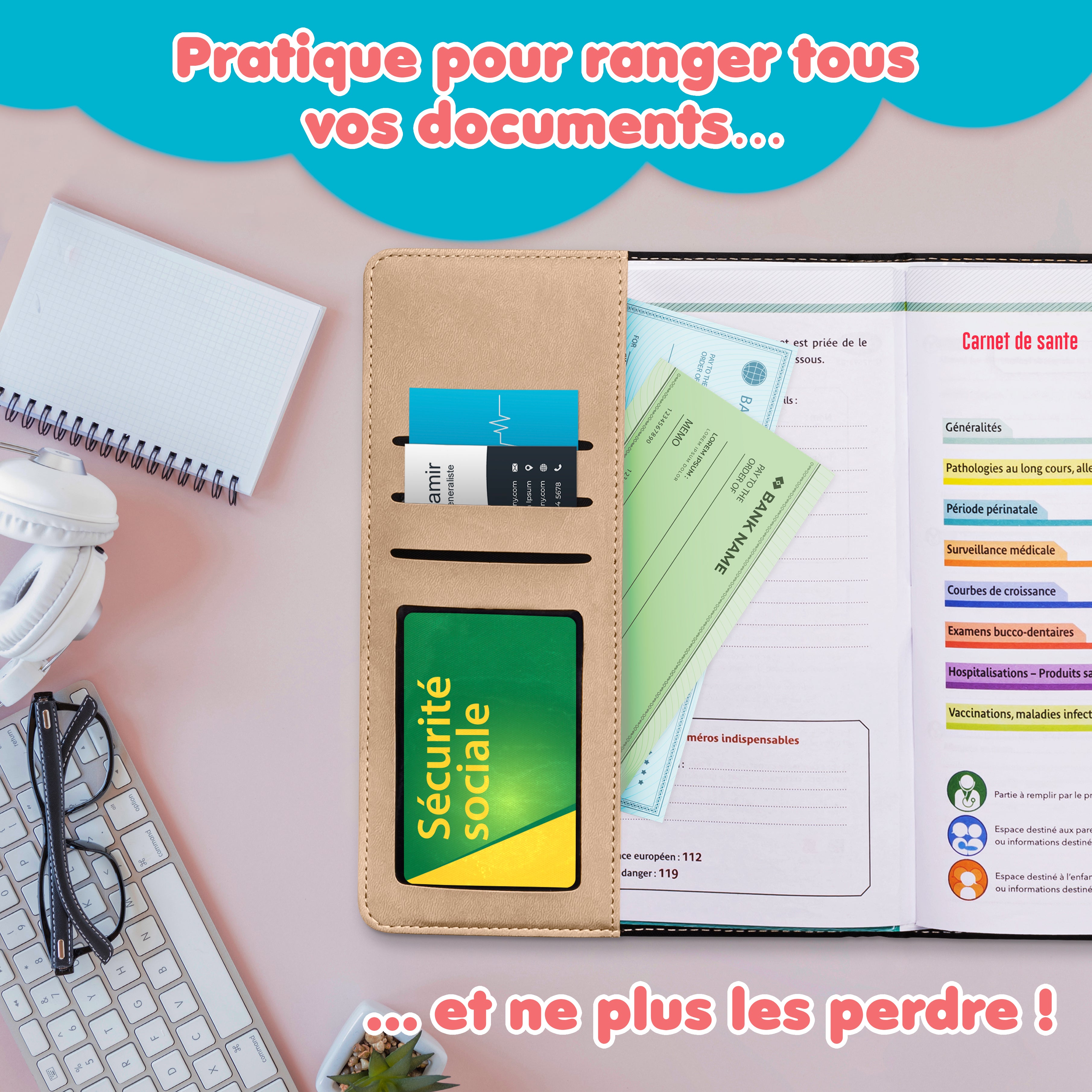 Protège Carnet de Santé Bébé - Beige